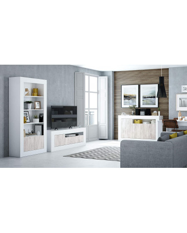 Librería 4 estantes + 2 puertas 94 x 35 x 181 cm blanco artik-blanco pulido