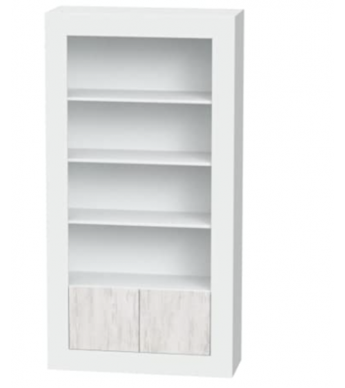 Librería 4 estantes + 2 puertas 94 x 35 x 181 cm blanco artik-blanco pulido