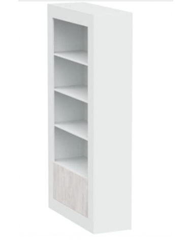 Bibliothèque 4 étagères + 2 portes 94 x 35 x 181 cm blanc artik-blanc poli