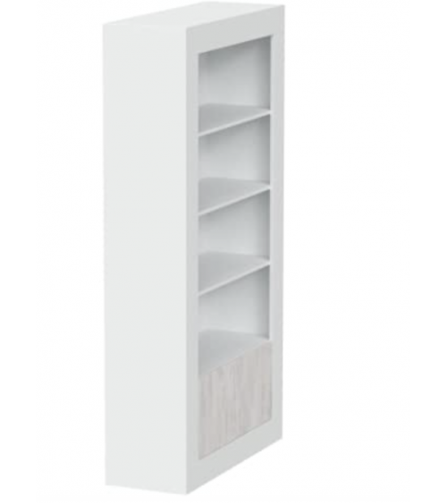 Bibliothèque 4 étagères + 2 portes 94 x 35 x 181 cm blanc artik-blanc poli