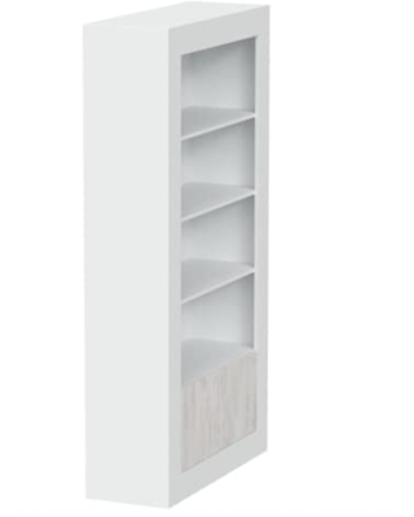 Bibliothèque 4 étagères + 2 portes 94 x 35 x 181 cm blanc artik-blanc poli