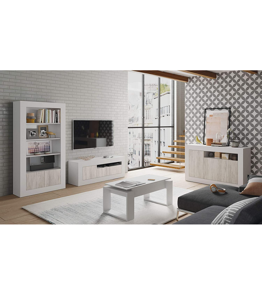 Librería 4 estantes + 2 puertas 94 x 35 x 181 cm blanco artik-blanco pulido Librería 4 estantes + 2 puertas 94 x 35 x 181 cm blanco artik-blanco pulido