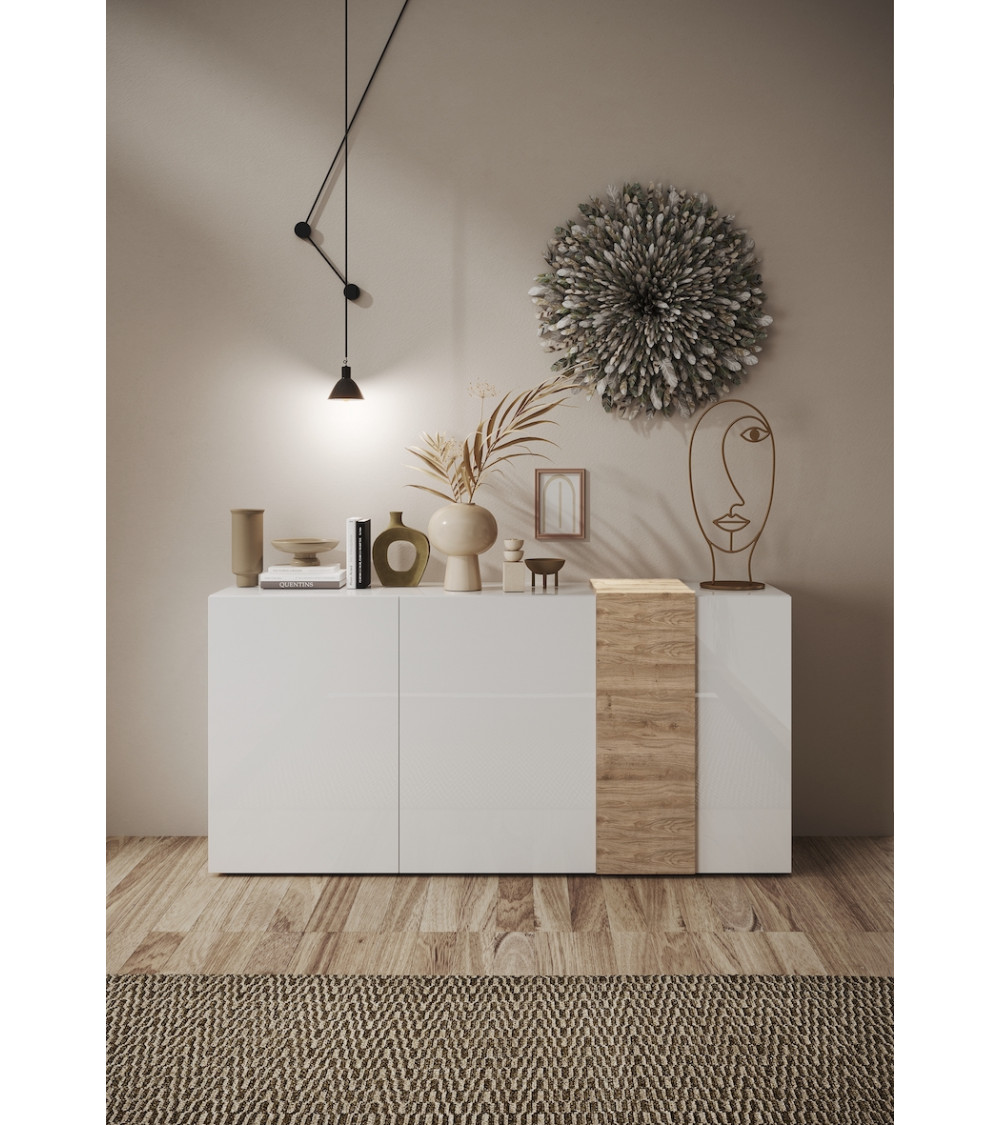 Armoire dressing blanc/chêne 4 portes - VENUS