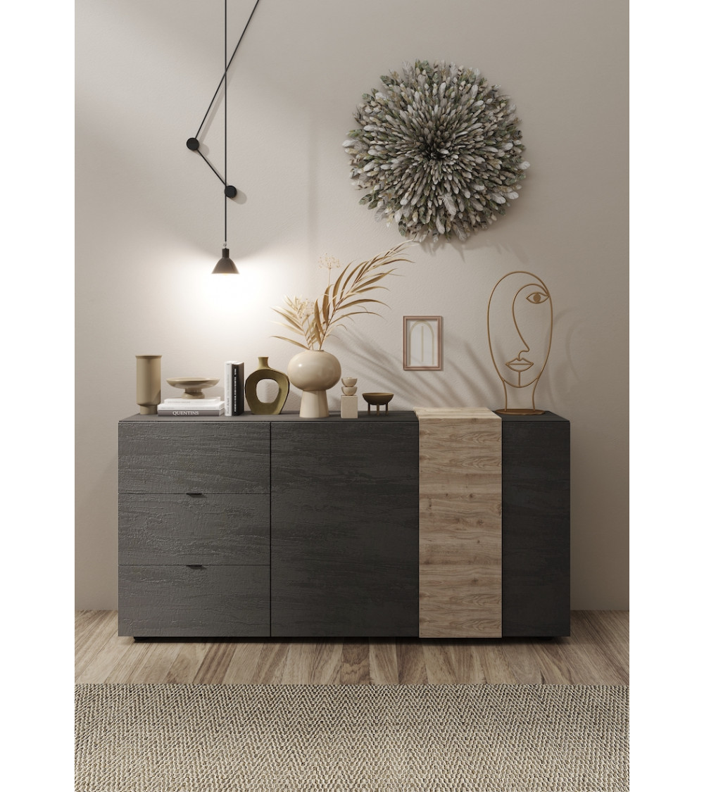 Buffet 2 portes et 3 tiroirs VENUS Titan/Kadiz 181 cm Buffet 2 portes et 3 tiroirs VENUS Titan/Kadiz 181 cm