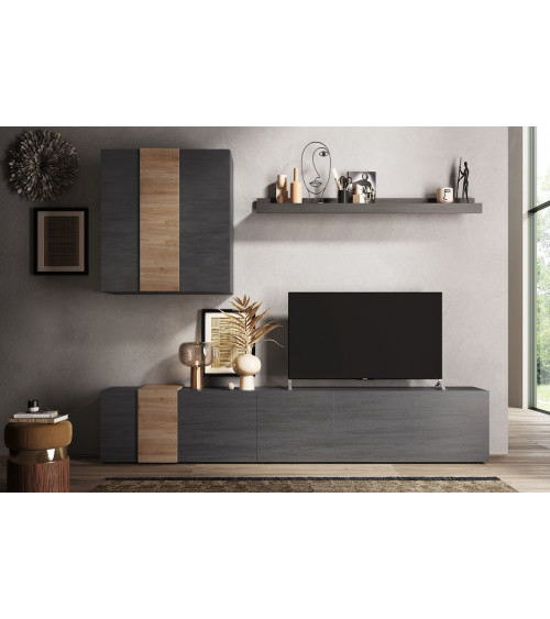 Conjunto mueble TV VENUS Titán/Kadiz 301x195x44cm