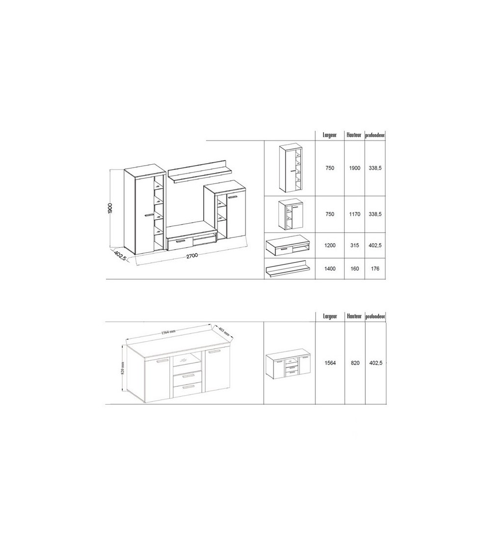 Ensemble Salon Vanillo chêne Sonoma