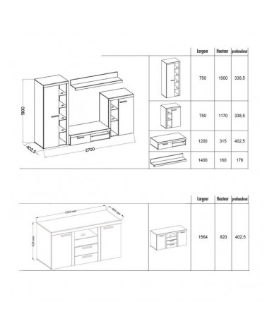 Ensemble Salon Vanillo oldmat/graphite