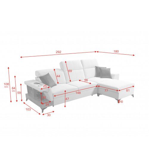 Canapé d'angle convertible BELUTTI 292 x 180 cm