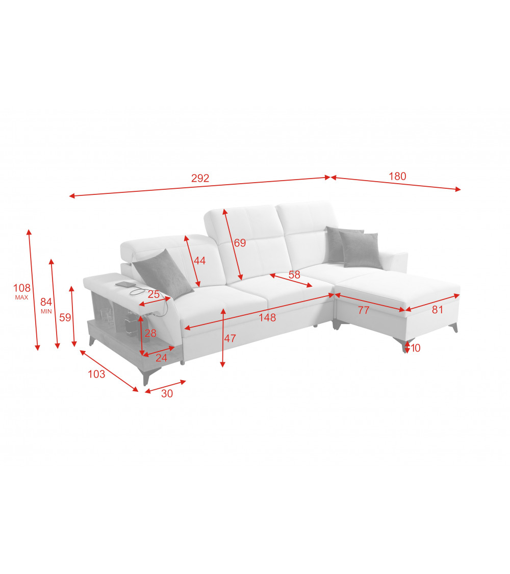 Canapé d'angle convertible BELUTTI 292 x 180 cm Canapé d'angle convertible BELUTTI 292 x 180 cm