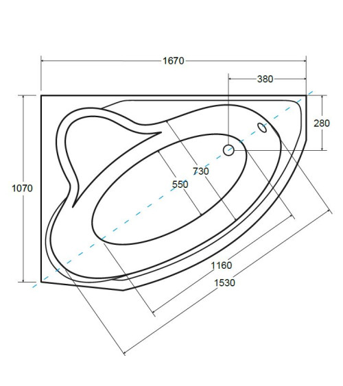 Baignoire d'angle DELFINA gauche avec tablier