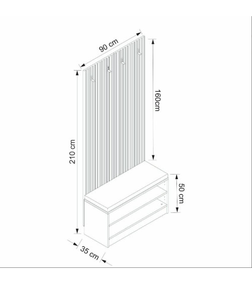 Meuble d'entrée EWY 90x210x35 CM