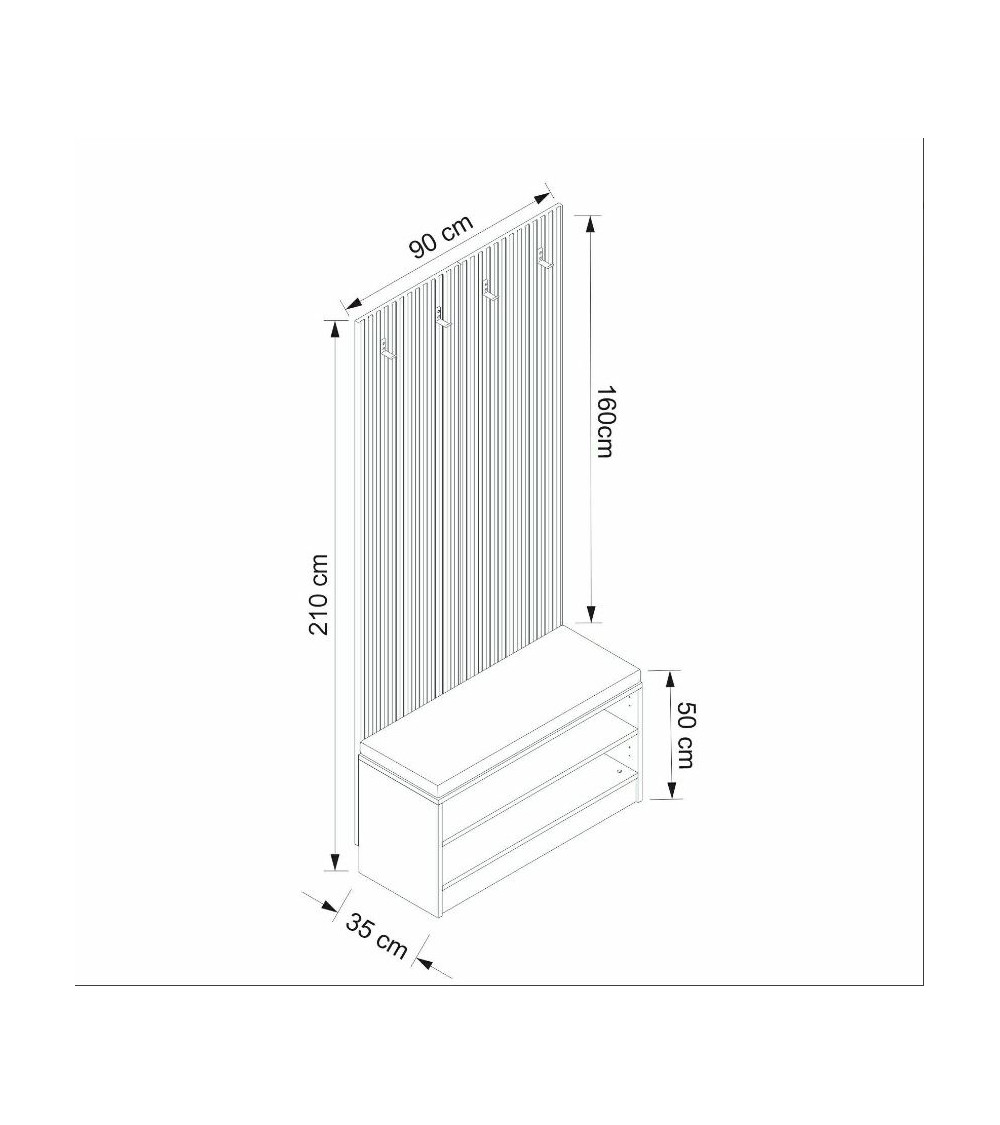 Meuble d'entrée EWY 90x210x35 CM Meuble d'entrée EWY 90x210x35 CM