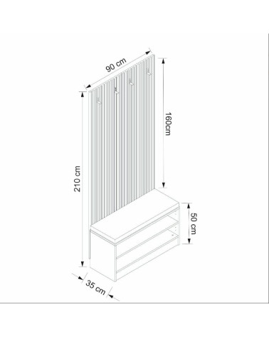 Meuble d'entrée EWY 90x210x35 CM