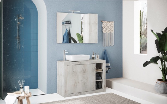 Armario de baño con espejo de pared 56 x 13 x 58cm color blanco