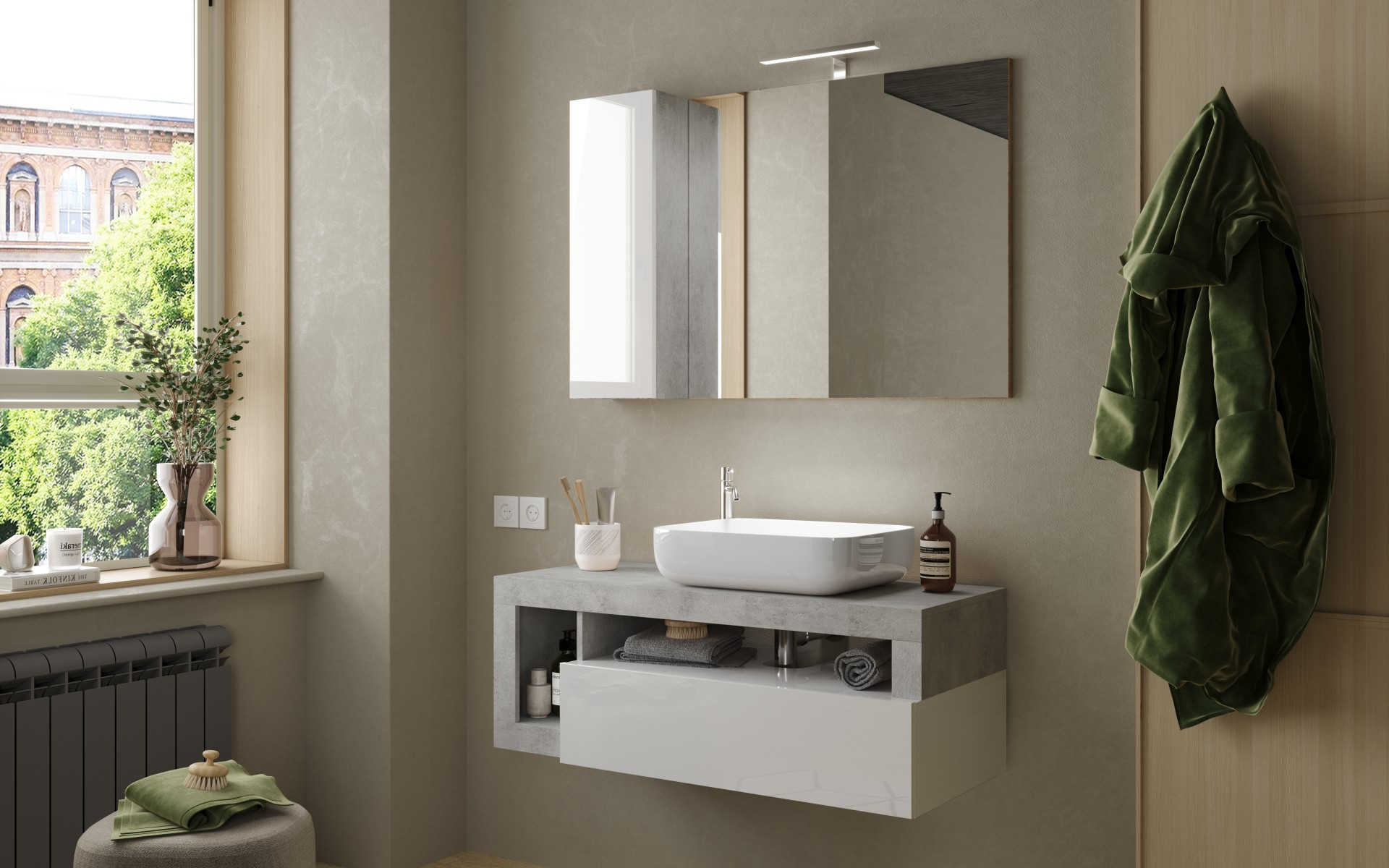 Meuble Salle de Bain Rangement, Blanc, 60 x 32 x 81 cm