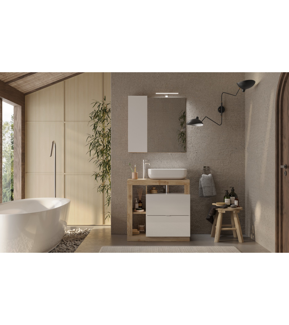 Mueble de baño con lavabo y espejo Sand blanco 70x46 cm