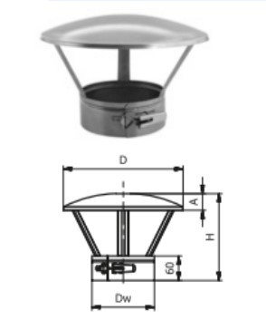 Chapeau de cheminée simple paroi Ø 100/120/130/150/160/180/200 mm