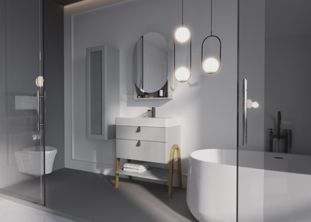 Mueble de baño + espejo + lavabo VIBE 80,1x45x77,2 cm en varios colores