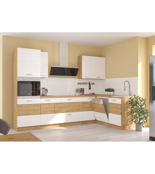 Conjunto muebles de cocina de esquina MOCCA CLASSIC LINE  beige/blanco-taiga-roble