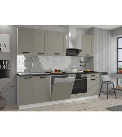 Conjunto muebles de cocina de esquina PAULA CLASSIC LINE gris mate 410 cm